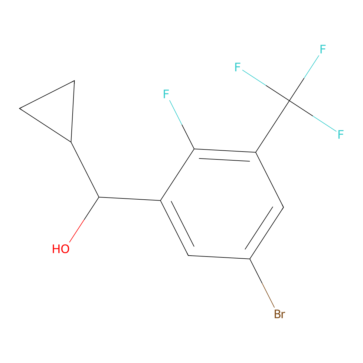 (5-Bromo-2-fluoro-3-(trifluoromethyl)phenyl)(cyclopropyl)methanol molecular structure, CAS 3002504-41-5