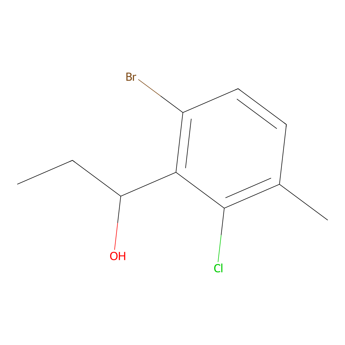 1-(6-Bromo-2-chloro-3-methylphenyl)propan-1-ol molecular structure, CAS 3002504-48-2