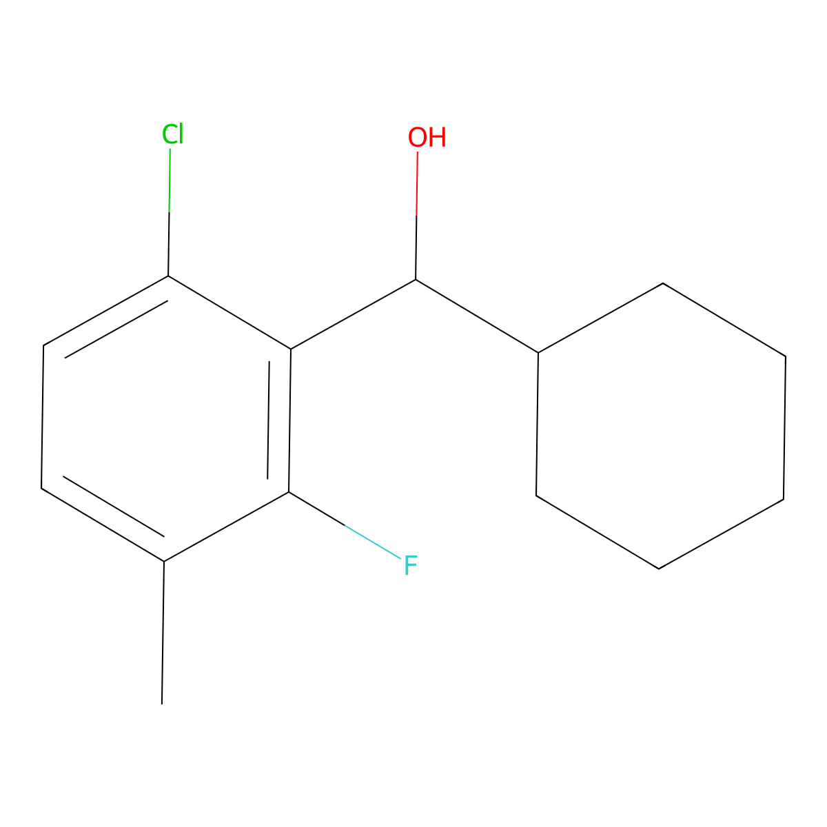 (6-Chloro-2-fluoro-3-methylphenyl)(cyclohexyl)methanol molecular structure, CAS 3002504-67-5