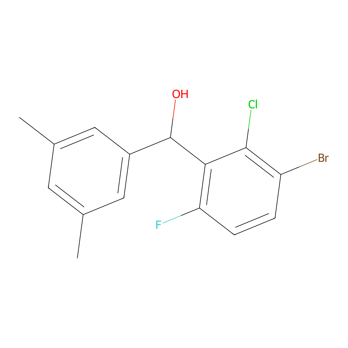 (3-Bromo-2-chloro-6-fluorophenyl)(3,5-dimethylphenyl)methanol molecular structure, CAS 3002505-82-7