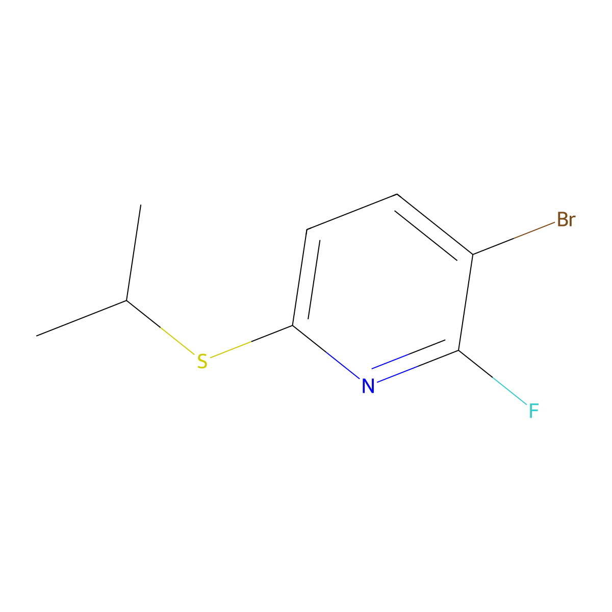 3-Bromo-2-fluoro-6-(isopropylthio)pyridine molecular structure, CAS 3002505-96-3