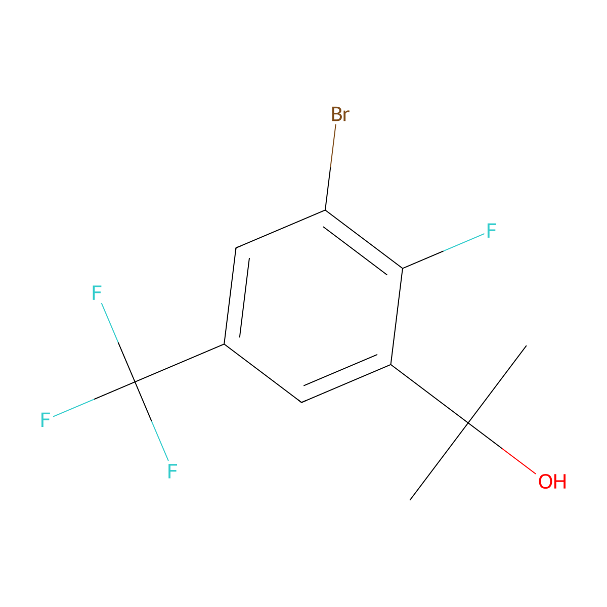 2-(3-Bromo-2-fluoro-5-(trifluoromethyl)phenyl)propan-2-ol molecular structure, CAS 3002506-48-8