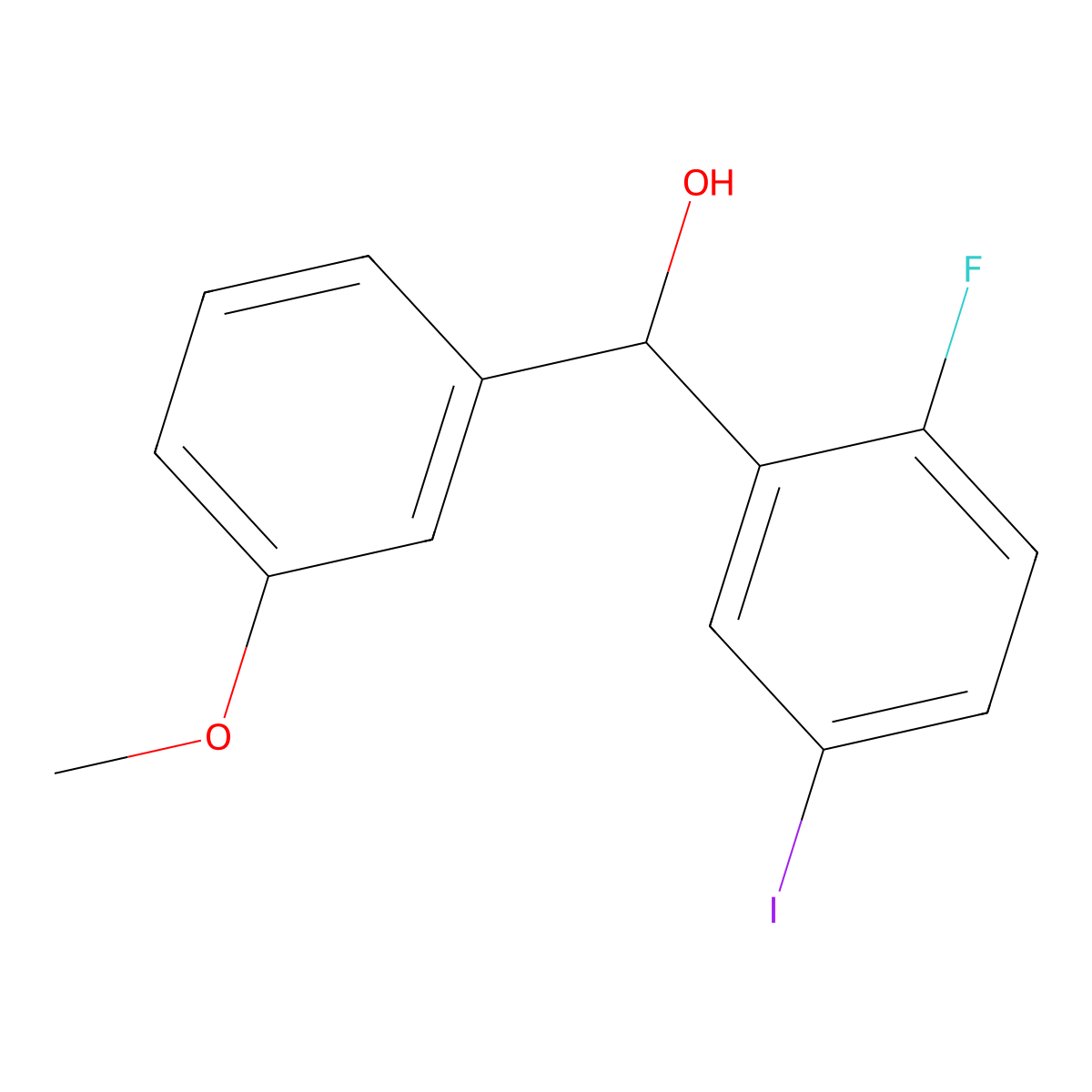 (2-Fluoro-5-iodophenyl)(3-methoxyphenyl)methanol molecular structure, CAS 3002506-61-5