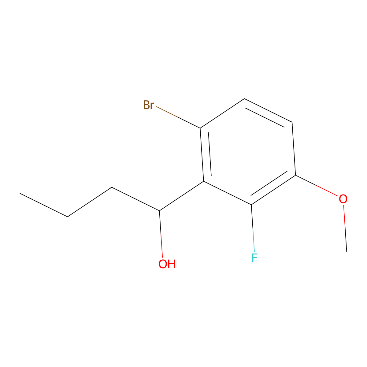 1-(6-Bromo-2-fluoro-3-methoxyphenyl)butan-1-ol molecular structure, CAS 3002506-67-1