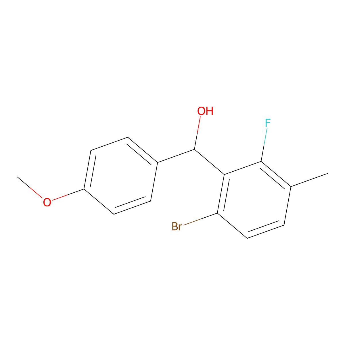 (6-Bromo-2-fluoro-3-methylphenyl)(4-methoxyphenyl)methanol molecular structure, CAS 3002507-68-5