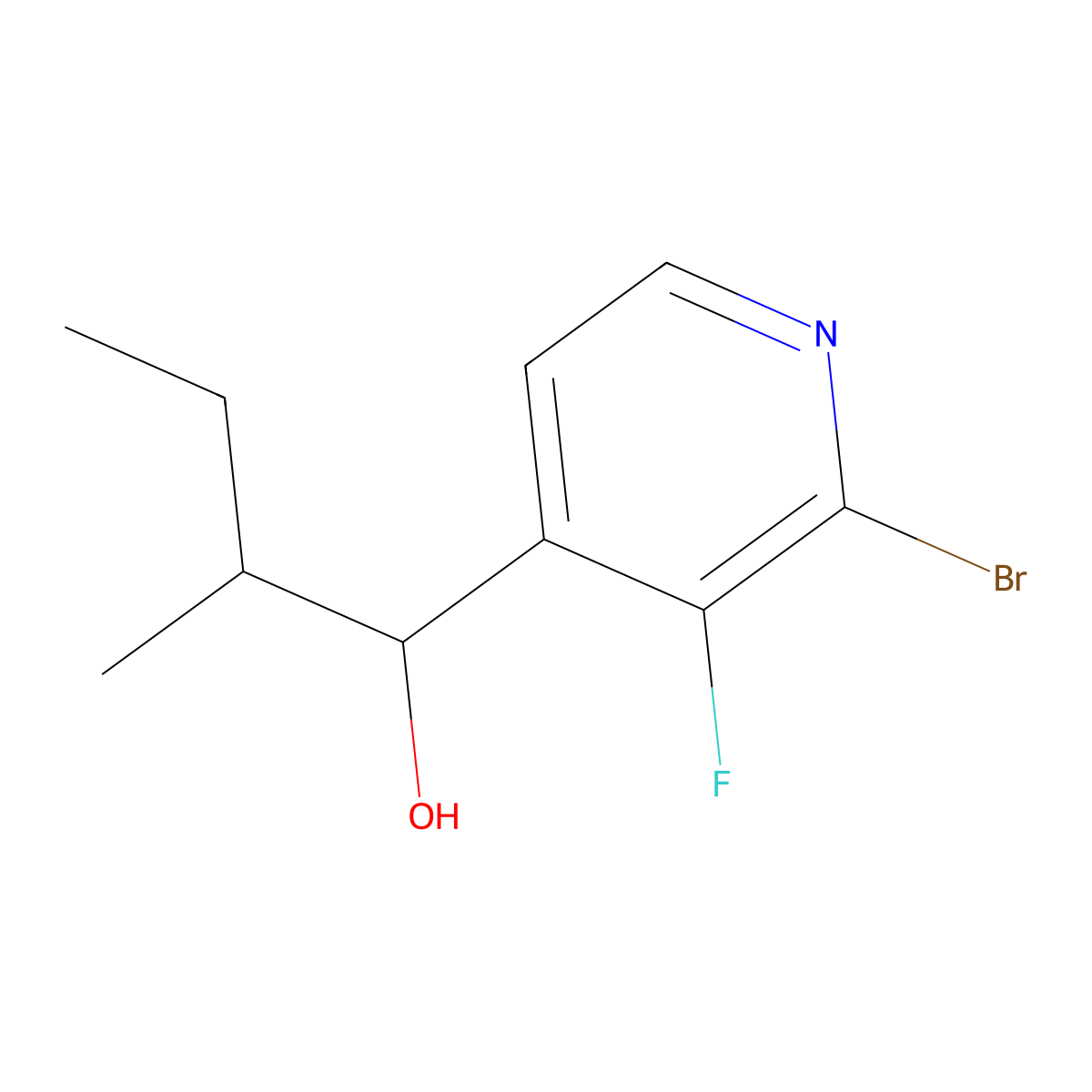 1-(2-Bromo-3-fluoropyridin-4-yl)-2-methylbutan-1-ol molecular structure, CAS 3002507-76-5