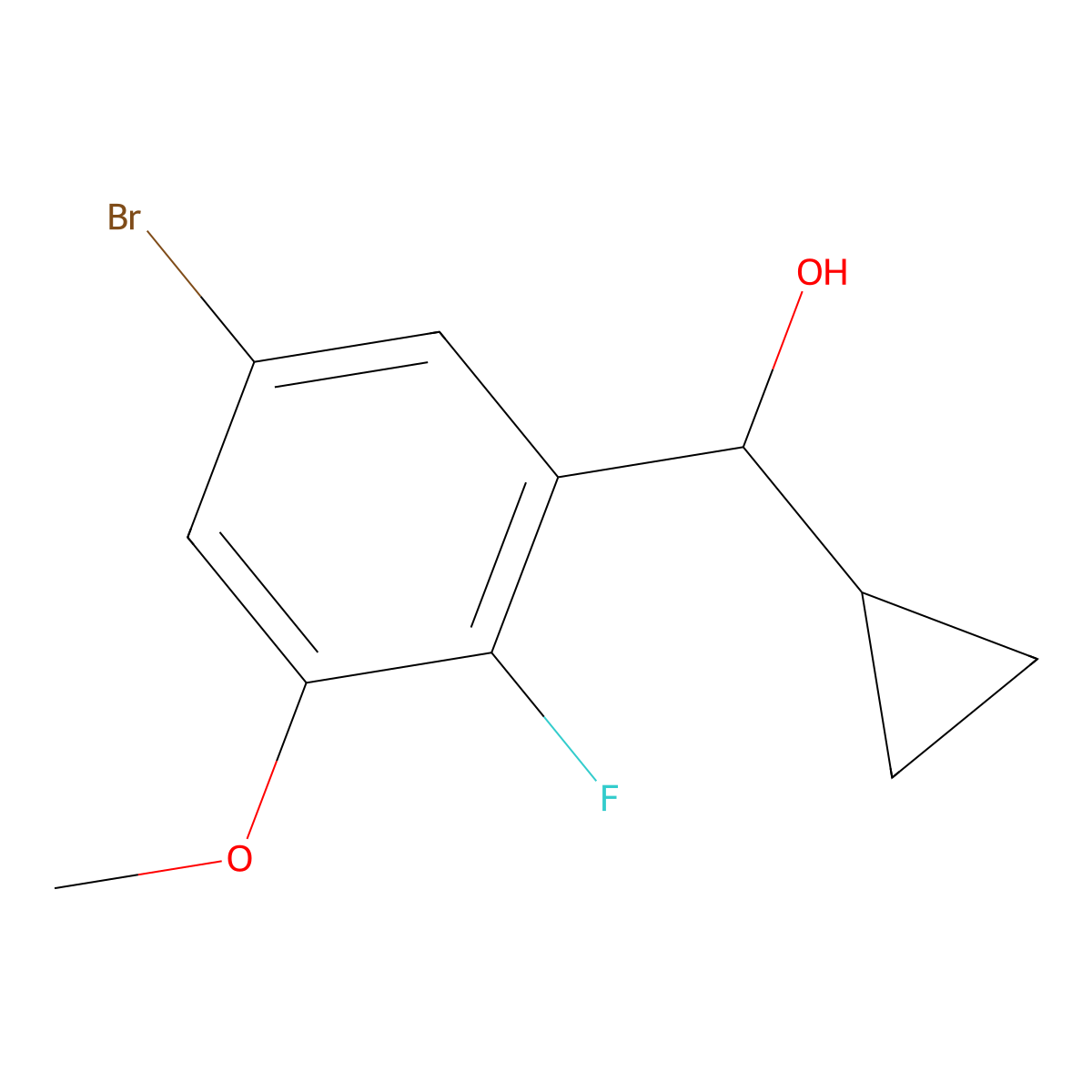 (5-Bromo-2-fluoro-3-methoxyphenyl)(cyclopropyl)methanol molecular structure, CAS 3002507-81-2