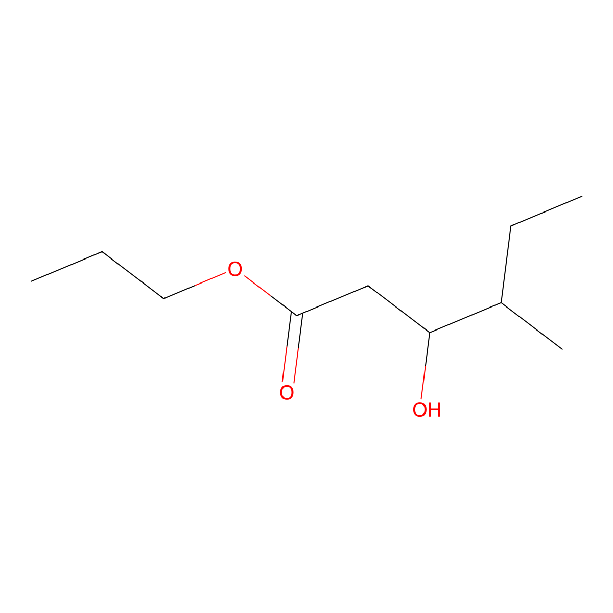 Propyl 3-hydroxy-4-methylhexanoate molecular structure, CAS 3002508-12-2
