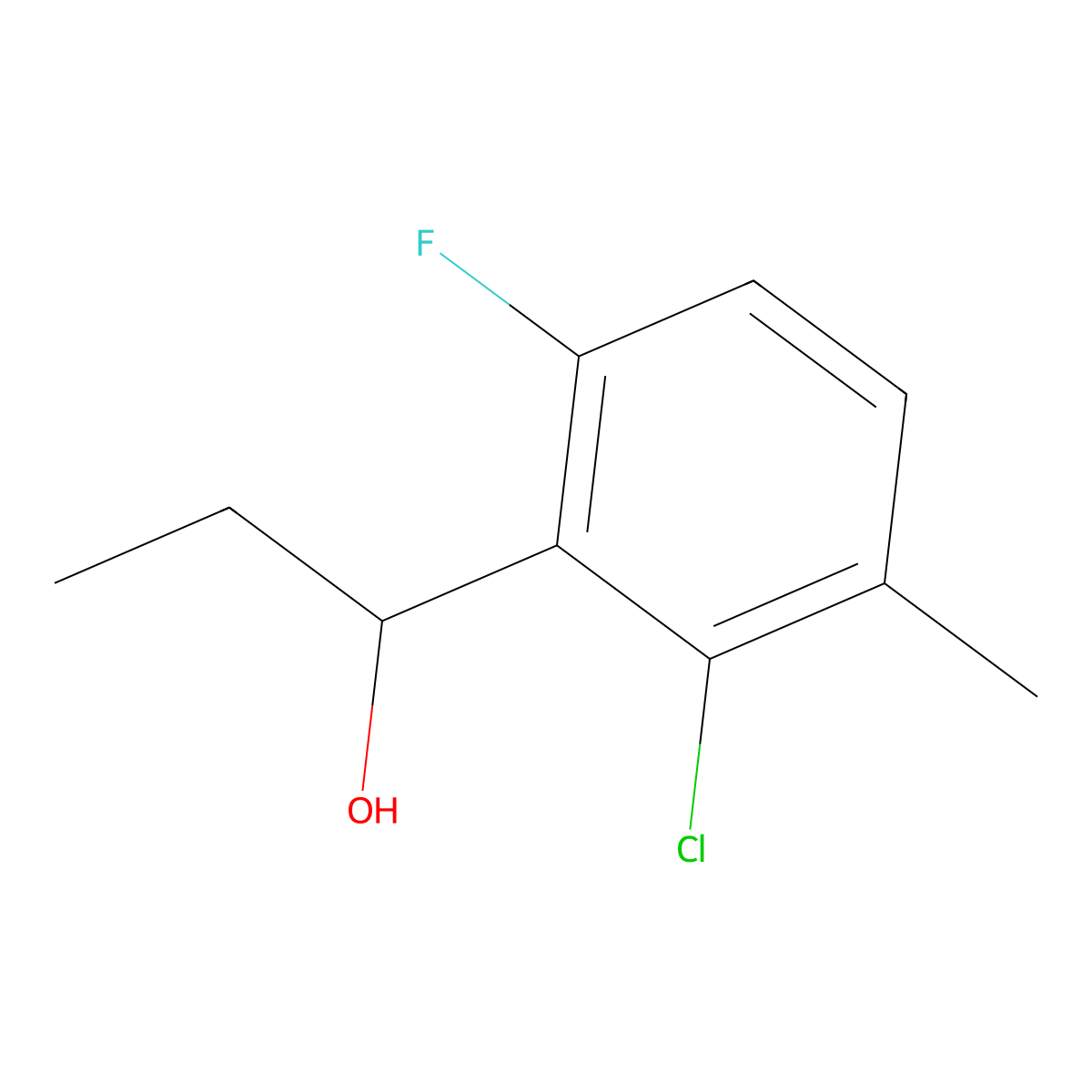 1-(2-Chloro-6-fluoro-3-methylphenyl)propan-1-ol molecular structure, CAS 3002508-77-9