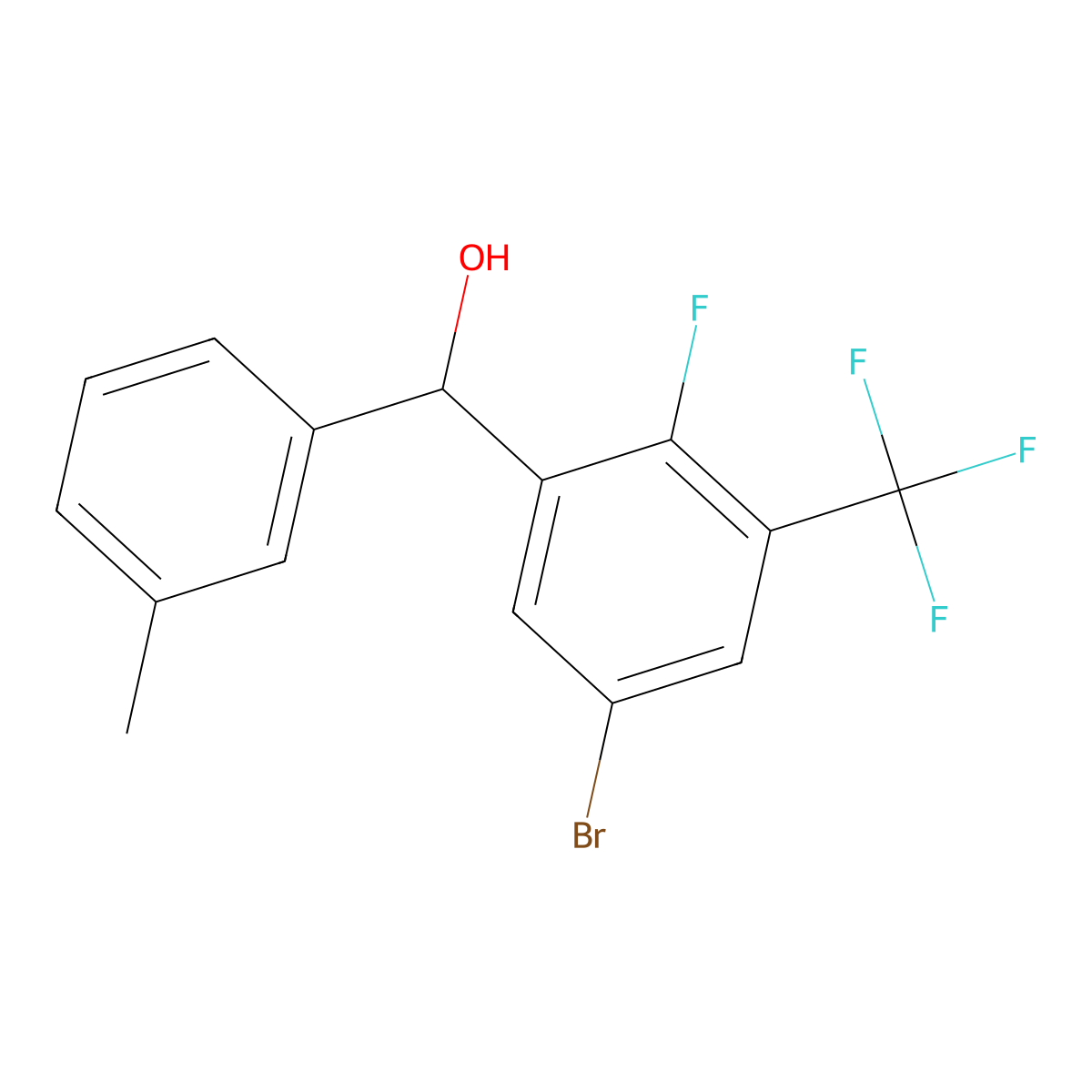 (5-Bromo-2-fluoro-3-(trifluoromethyl)phenyl)(m-tolyl)methanol molecular structure, CAS 3002509-73-8