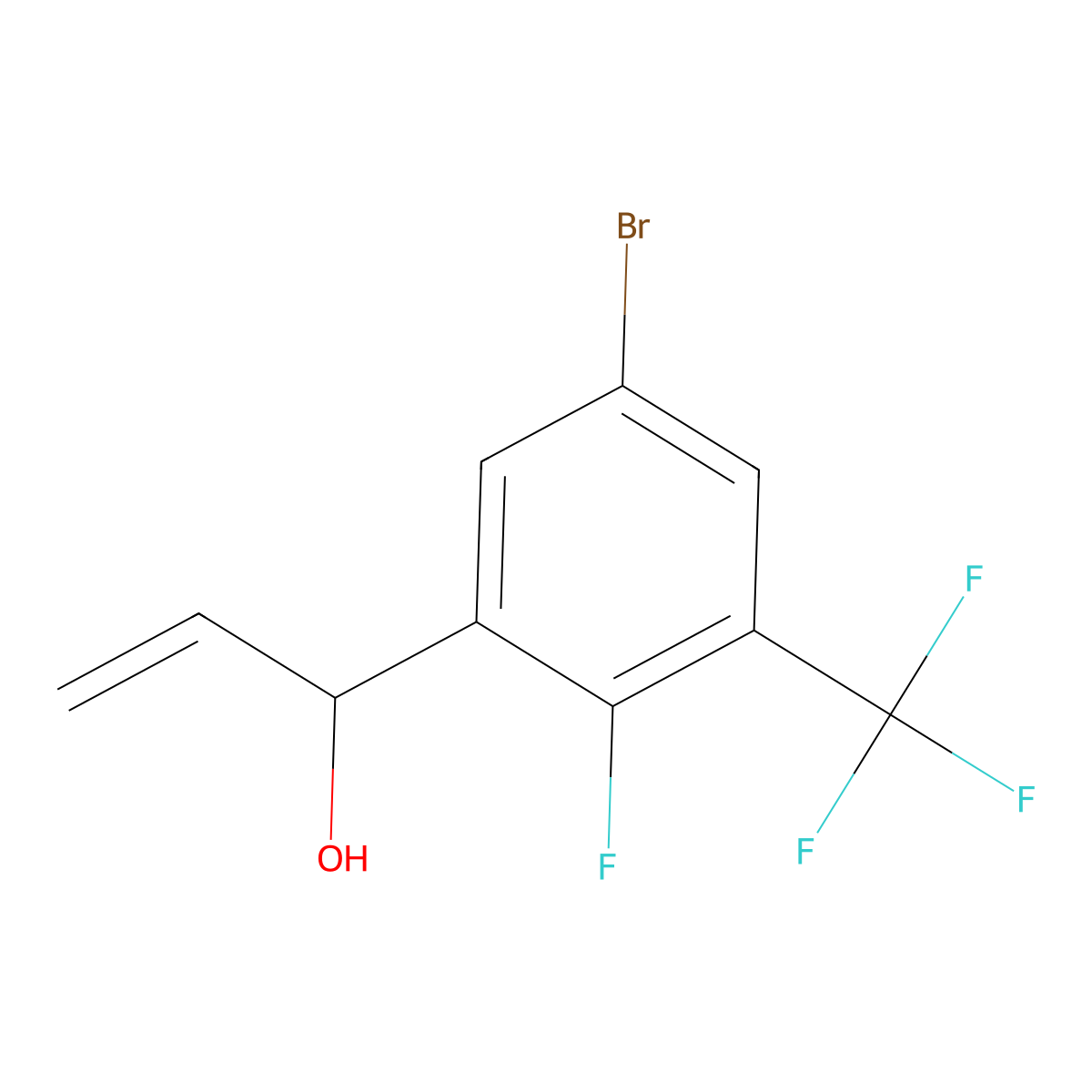 1-(5-Bromo-2-fluoro-3-(trifluoromethyl)phenyl)prop-2-en-1-ol molecular structure, CAS 3002509-95-4