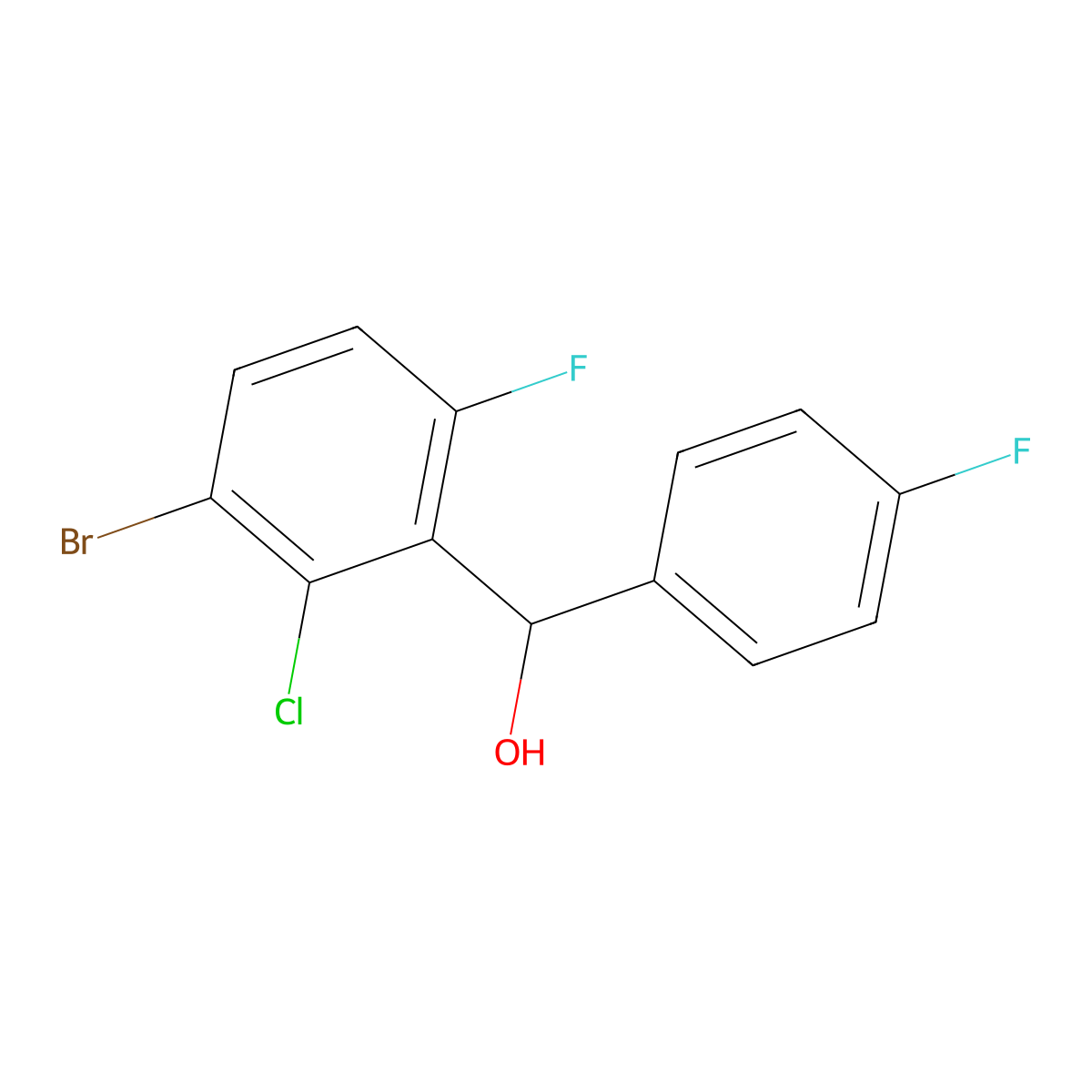 (3-Bromo-2-chloro-6-fluorophenyl)(4-fluorophenyl)methanol molecular structure, CAS 3002510-78-0