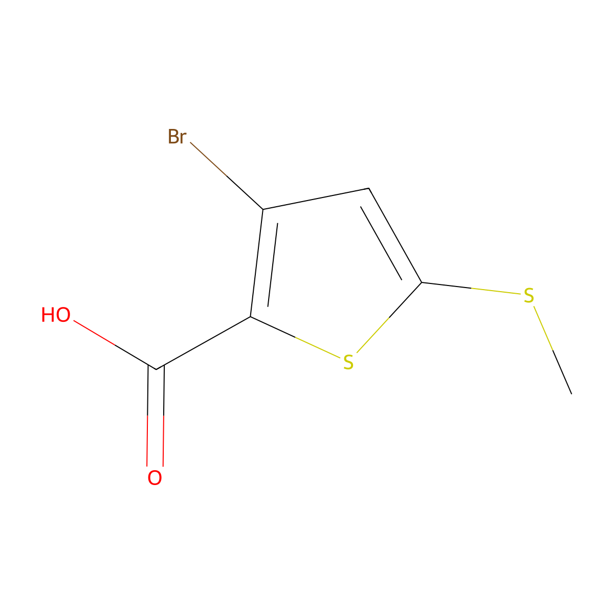 3-Bromo-5-(methylthio)thiophene-2-carboxylic acid molecular structure, CAS 3002510-94-0
