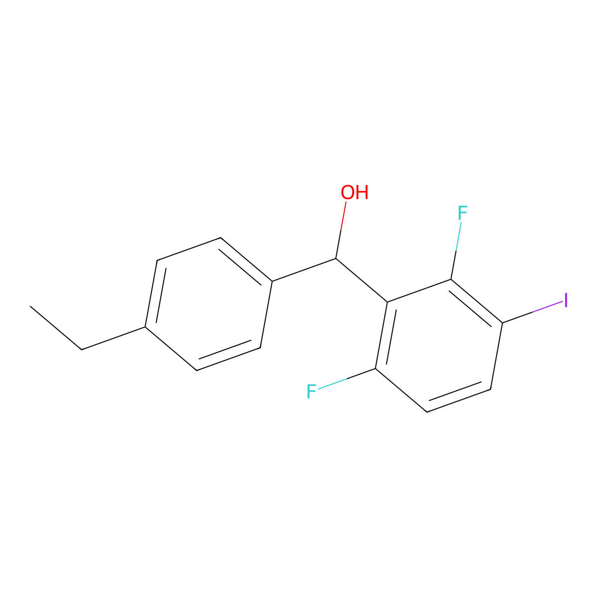 (2,6-Difluoro-3-iodophenyl)(4-ethylphenyl)methanol molecular structure, CAS 3002511-76-1