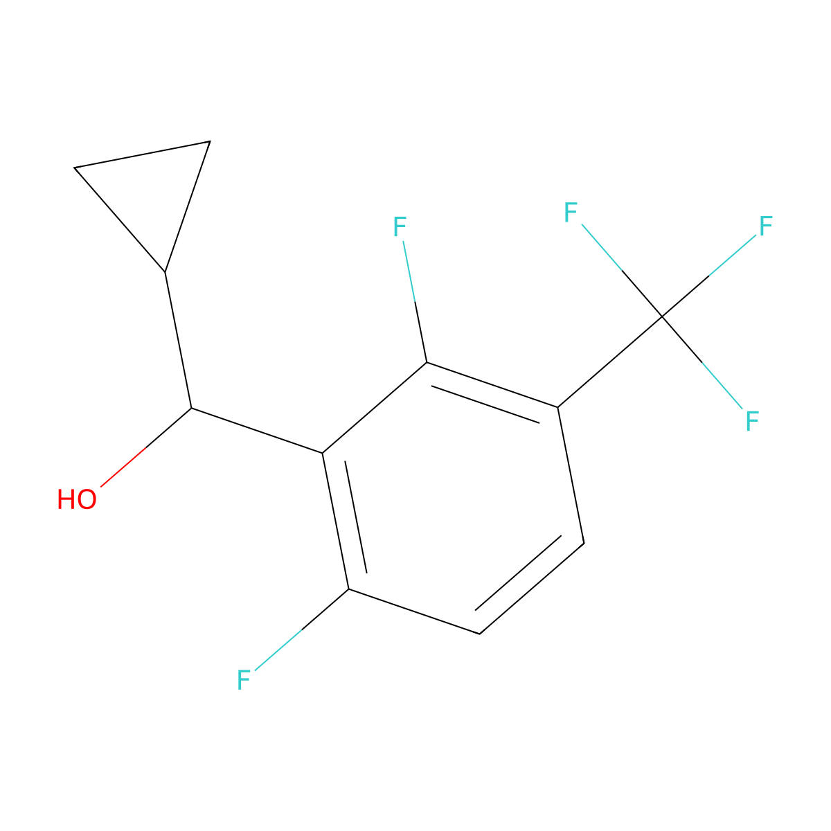 Cyclopropyl(2,6-difluoro-3-(trifluoromethyl)phenyl)methanol molecular structure, CAS 3002511-77-2