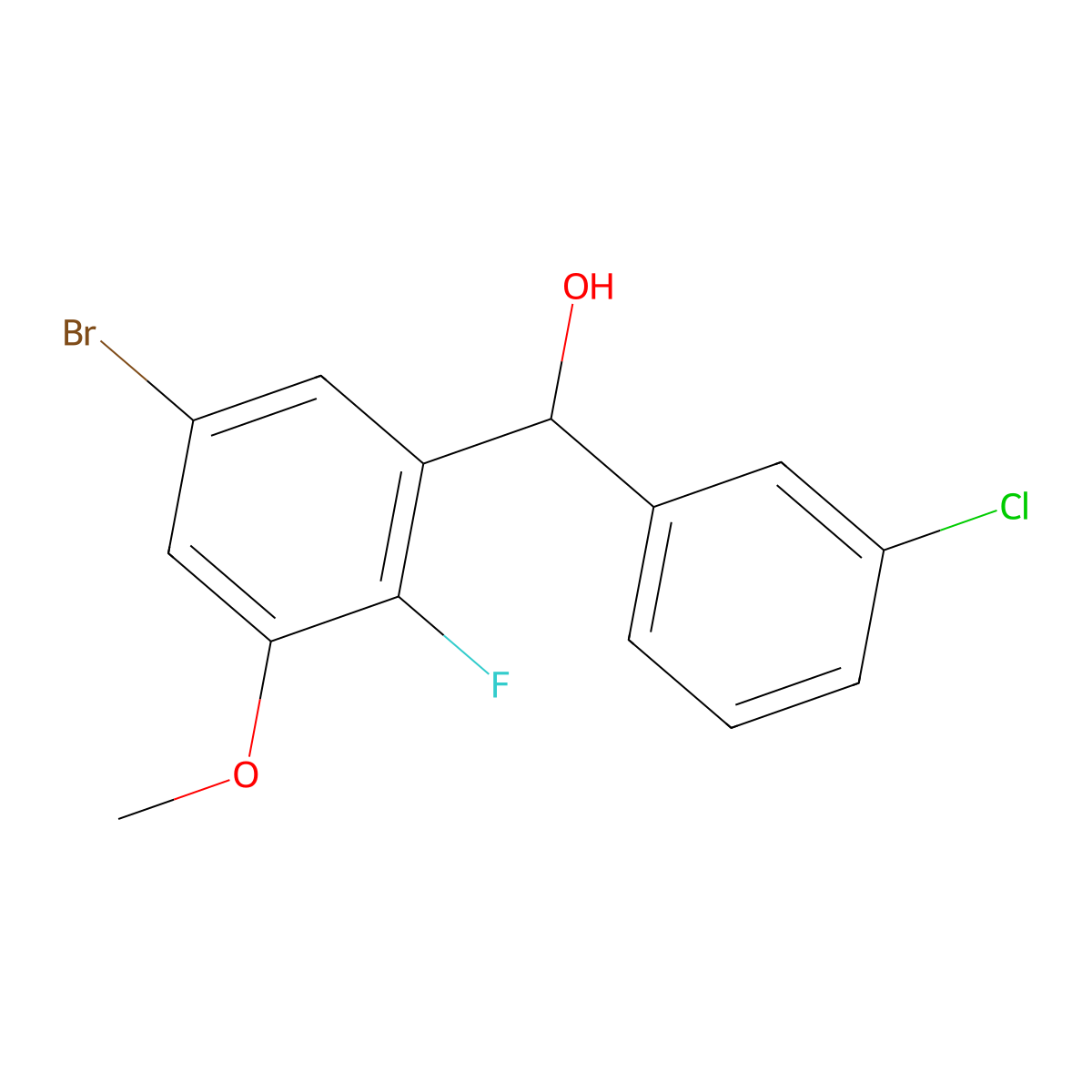 (5-Bromo-2-fluoro-3-methoxyphenyl)(3-chlorophenyl)methanol molecular structure, CAS 3002512-31-1