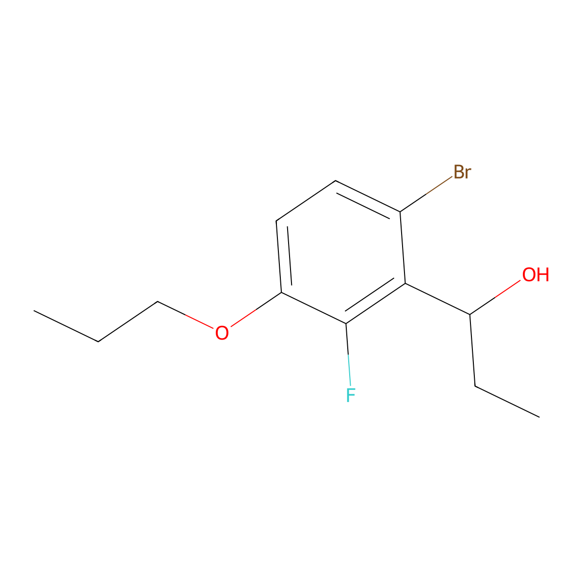 1-(6-Bromo-2-fluoro-3-propoxyphenyl)propan-1-ol molecular structure, CAS 3002512-50-4