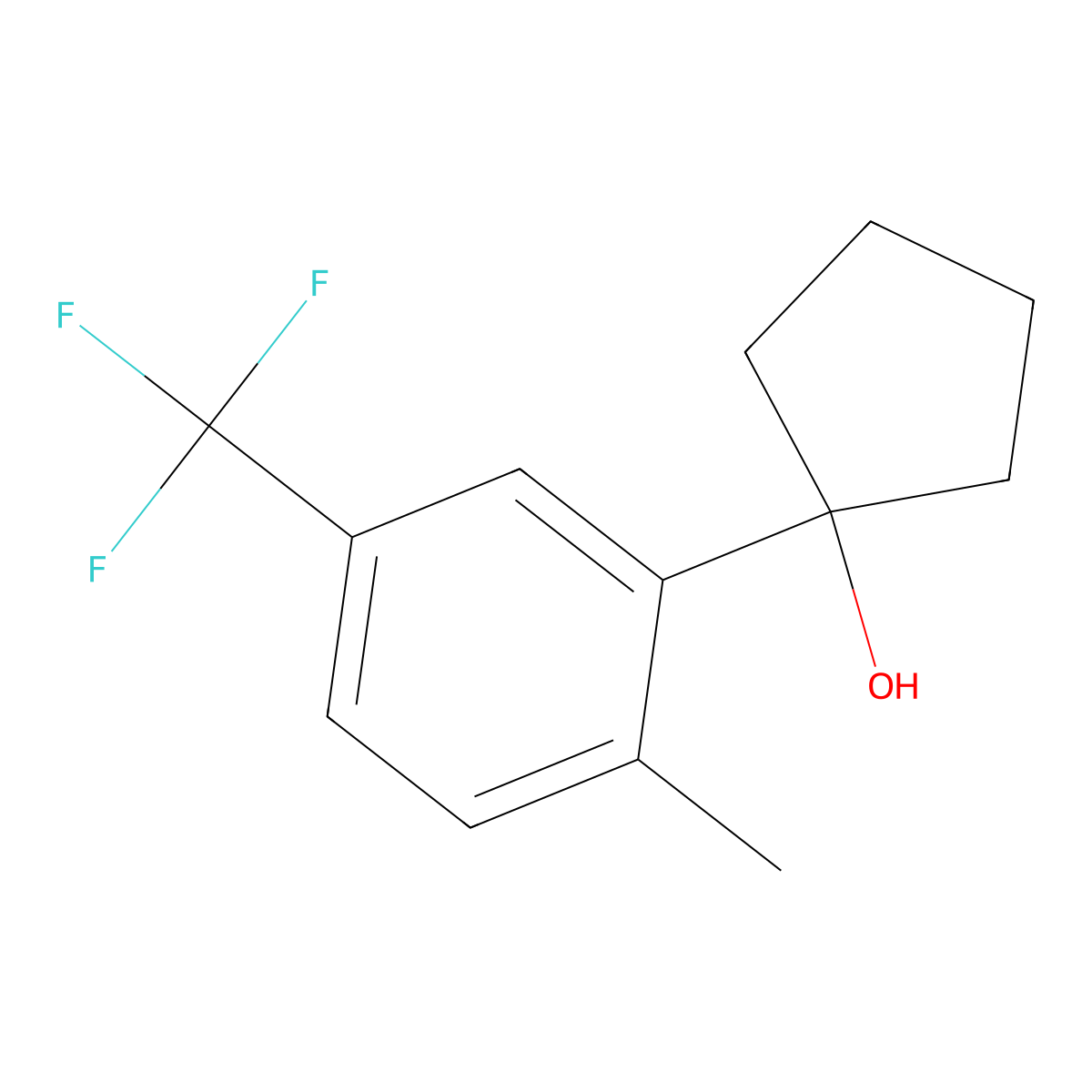 1-(2-Methyl-5-(trifluoromethyl)phenyl)cyclopentanol molecular structure, CAS 3002512-54-8
