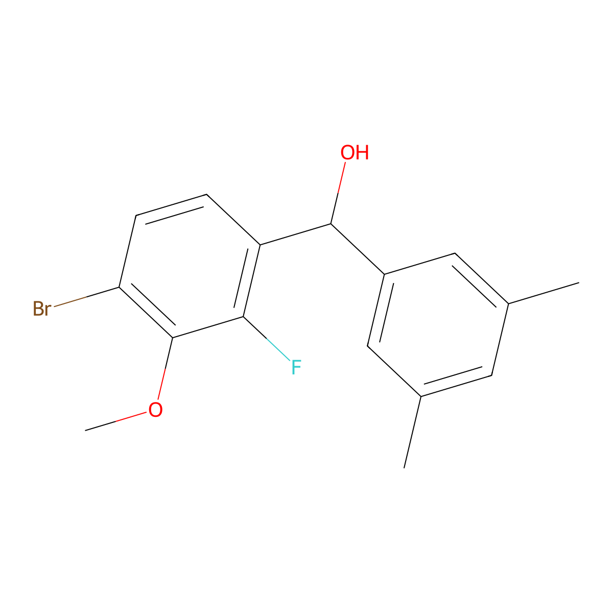 (4-Bromo-2-fluoro-3-methoxyphenyl)(3,5-dimethylphenyl)methanol molecular structure, CAS 3002512-59-3