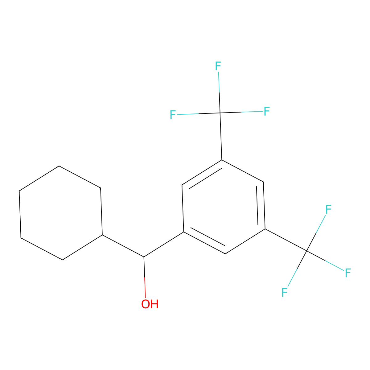 (3,5-Bis(trifluoromethyl)phenyl)(cyclohexyl)methanol molecular structure, CAS 3002512-63-9