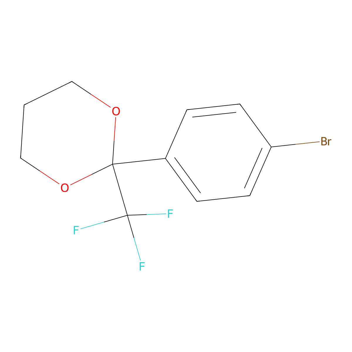2-(4-Bromophenyl)-2-(trifluoromethyl)-1,3-dioxane molecular structure, CAS 3002513-40-5