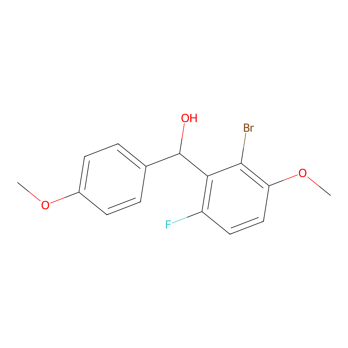 (2-Bromo-6-fluoro-3-methoxyphenyl)(4-methoxyphenyl)methanol molecular structure, CAS 3002513-97-2