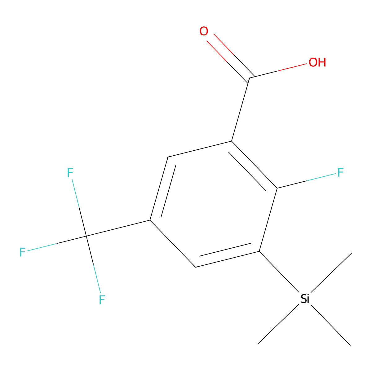 2-Fluoro-5-(trifluoromethyl)-3-(trimethylsilyl)benZoic acid molecular structure, CAS 3002514-87-3