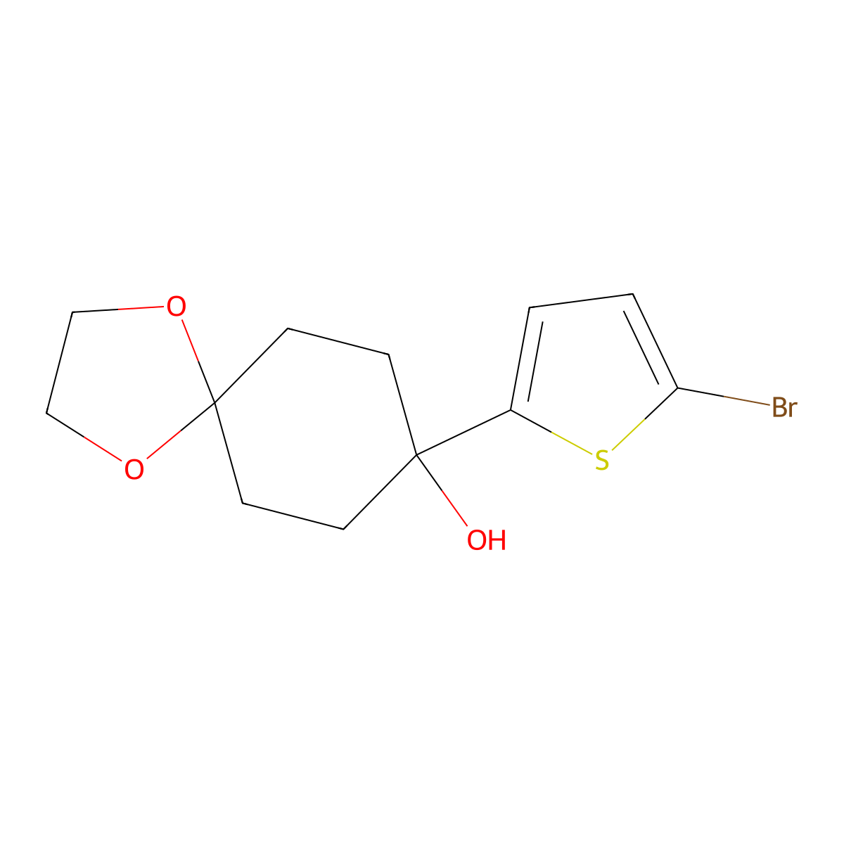 8-(5-Bromothiophen-2-yl)-1,4-dioxaspiro[4.5]decan-8-ol molecular structure, CAS 3002514-92-0