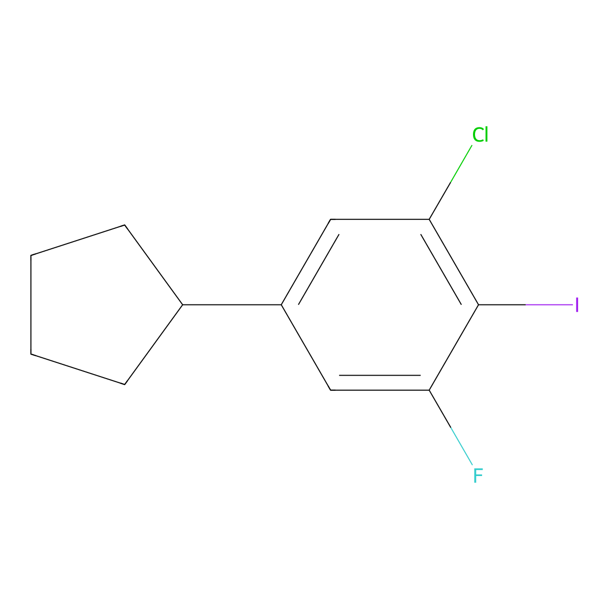 1-Chloro-5-cyclopentyl-3-fluoro-2-iodobenzene molecular structure, CAS 3002515-13-8