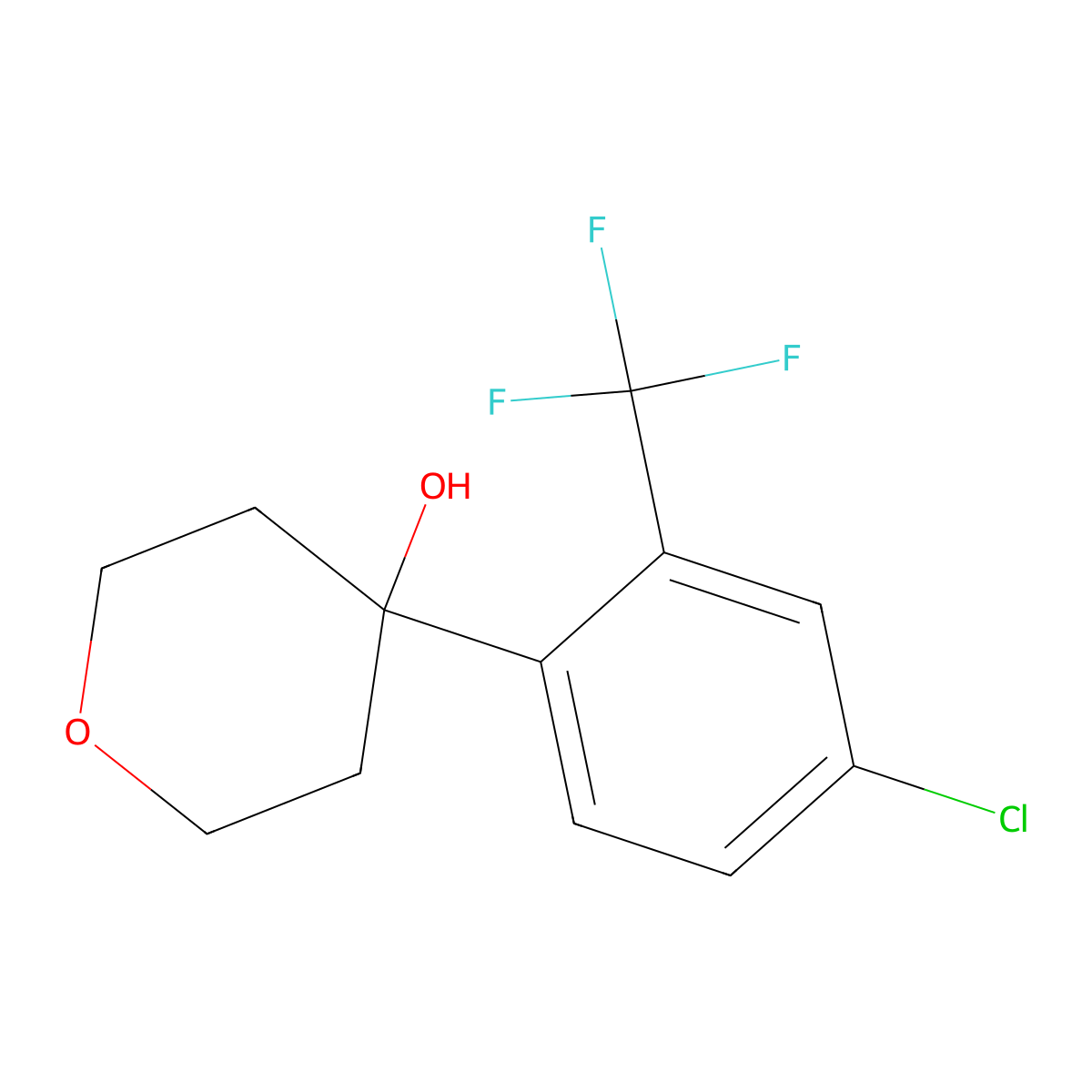 4-(4-chloro-2-(trifluoromethyl)phenyl)tetrahydro-2H-pyran-4-ol molecular structure, CAS 3002515-20-7