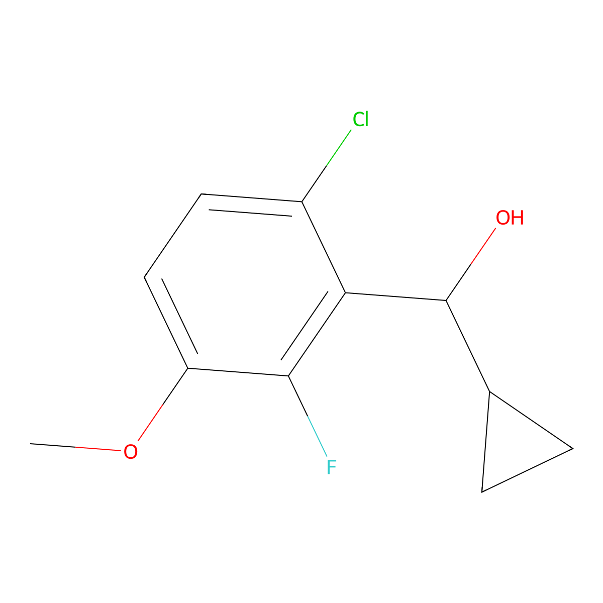 (6-Chloro-2-fluoro-3-methoxyphenyl)(cyclopropyl)methanol molecular structure, CAS 3002515-84-3