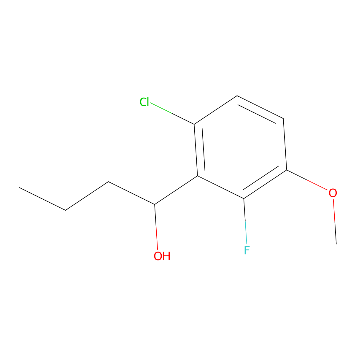 1-(6-Chloro-2-fluoro-3-methoxyphenyl)butan-1-ol molecular structure, CAS 3002515-89-8