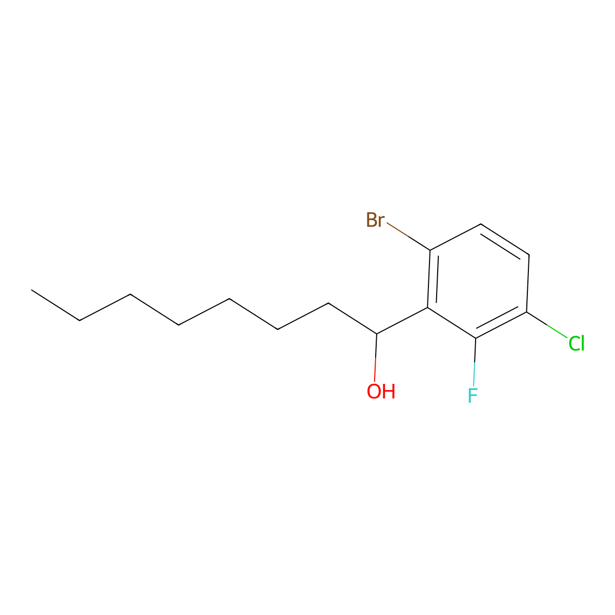 1-(6-Bromo-3-chloro-2-fluorophenyl)octan-1-ol molecular structure, CAS 3002515-94-5