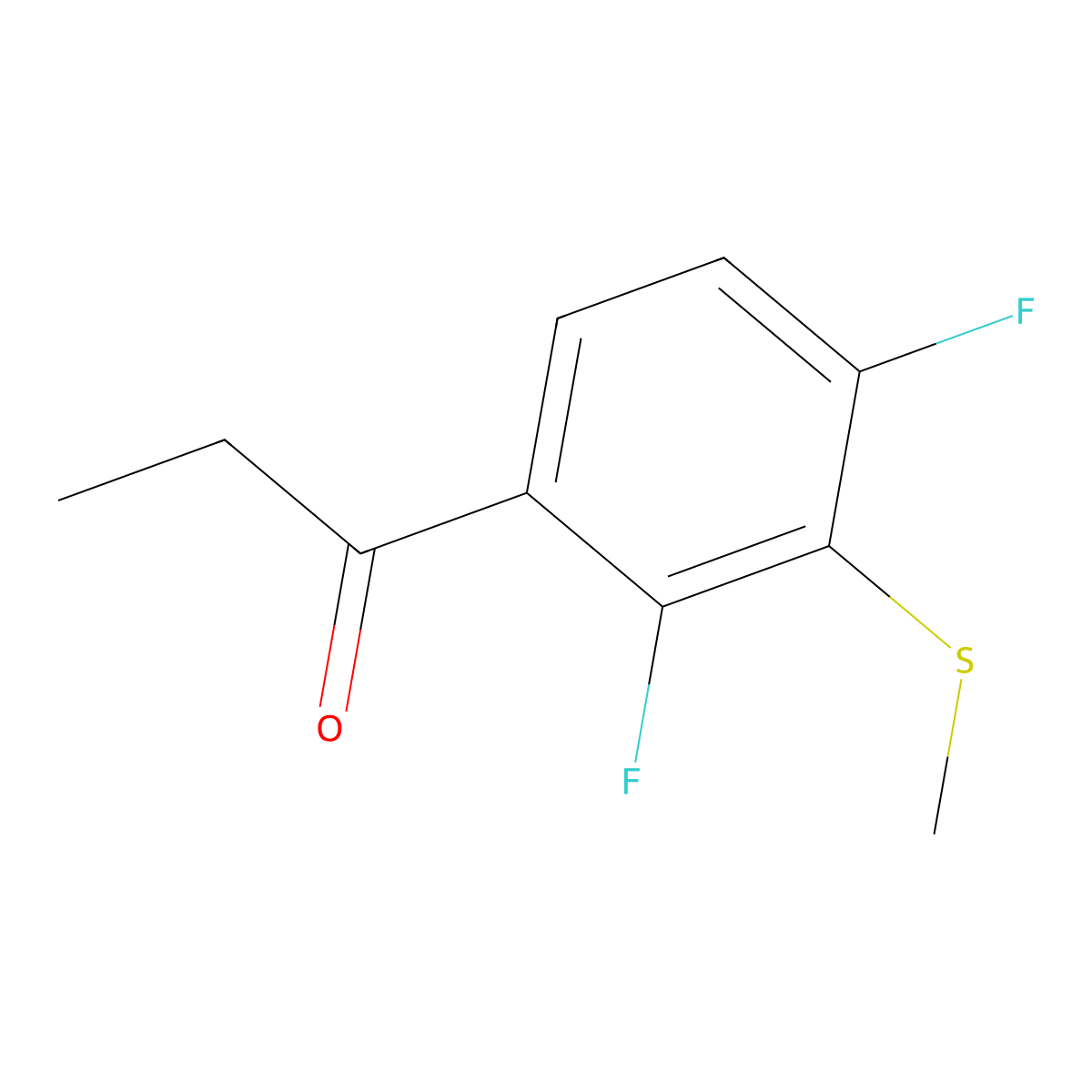 1-(2,4-Difluoro-3-(methylthio)phenyl)propan-1-one molecular structure, CAS 3002516-38-0