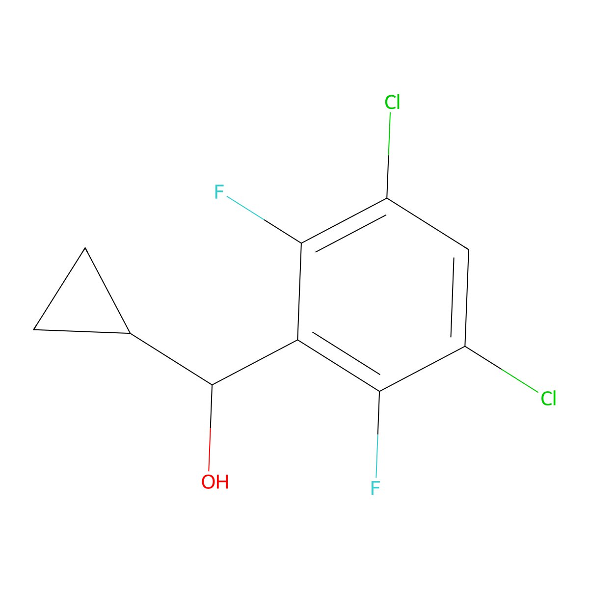Cyclopropyl(3,5-dichloro-2,6-difluorophenyl)methanol molecular structure, CAS 3002517-16-7