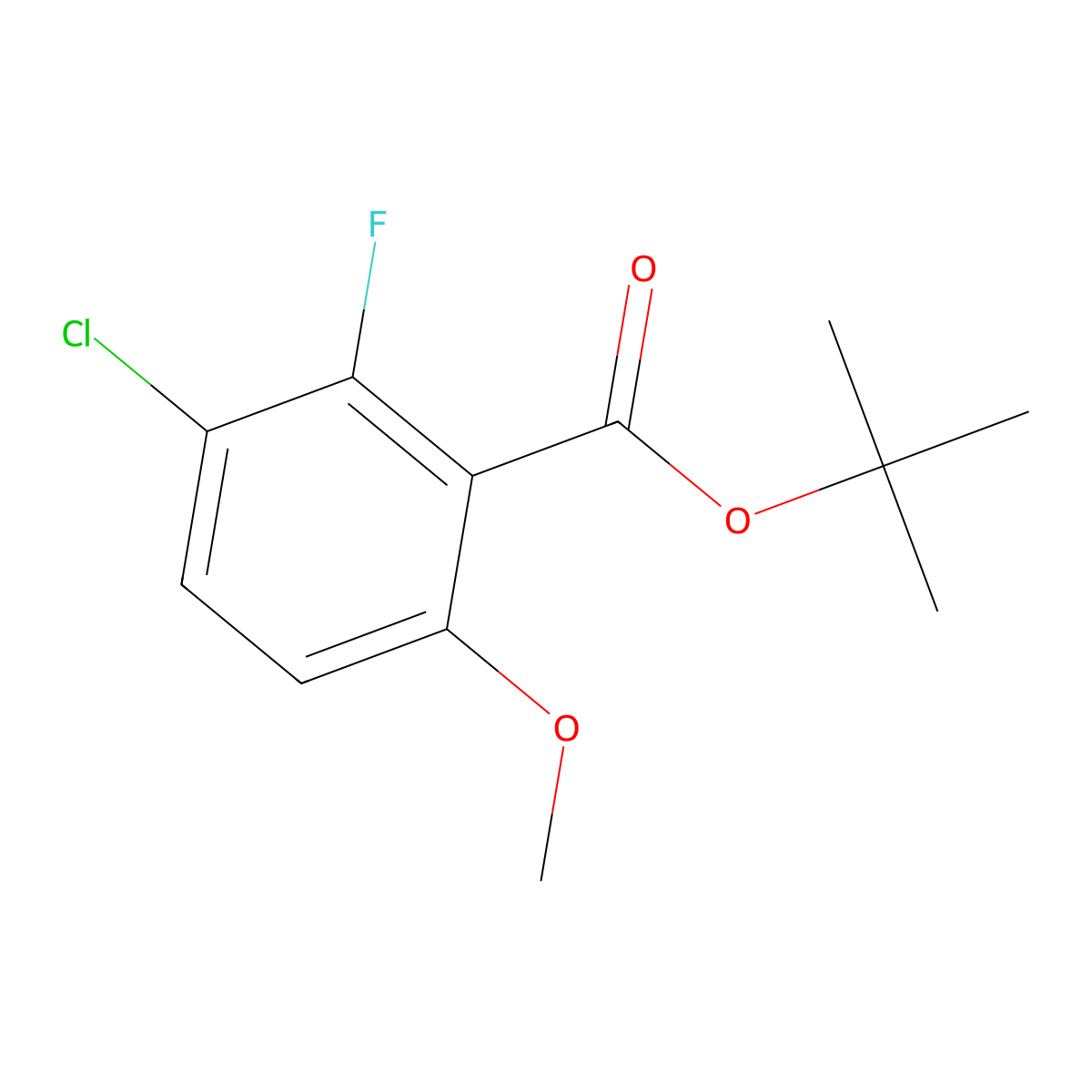 Tert-butyl 3-chloro-2-fluoro-6-methoxybenzoate molecular structure, CAS 3002517-19-0