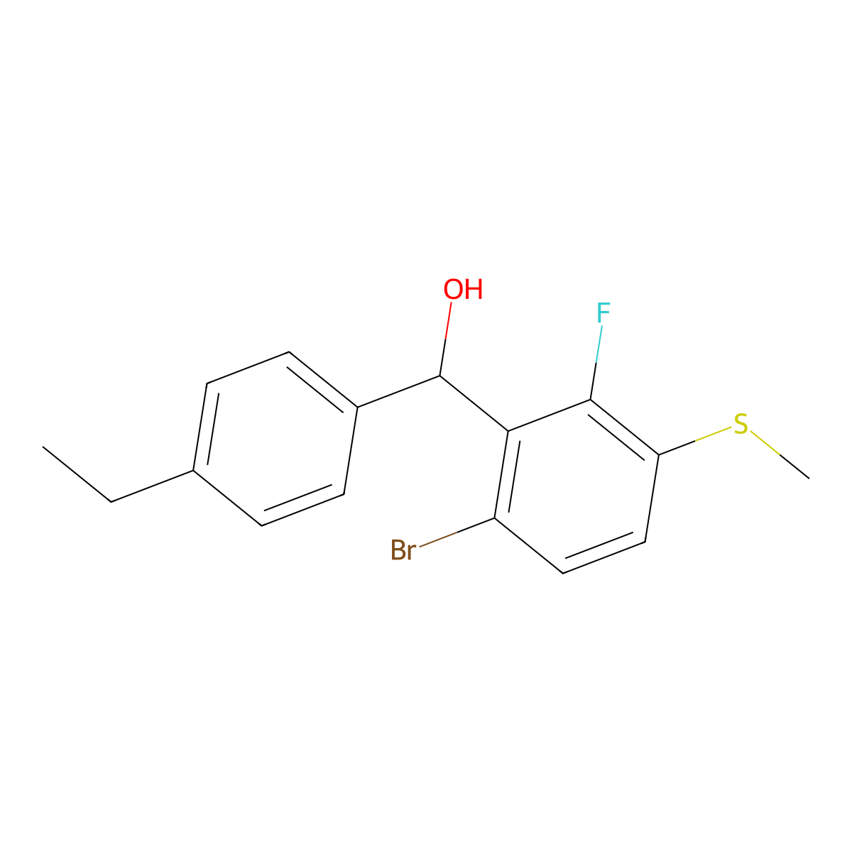 (6-Bromo-2-fluoro-3-(methylthio)phenyl)(4-ethylphenyl)methanol molecular structure, CAS 3002517-64-5
