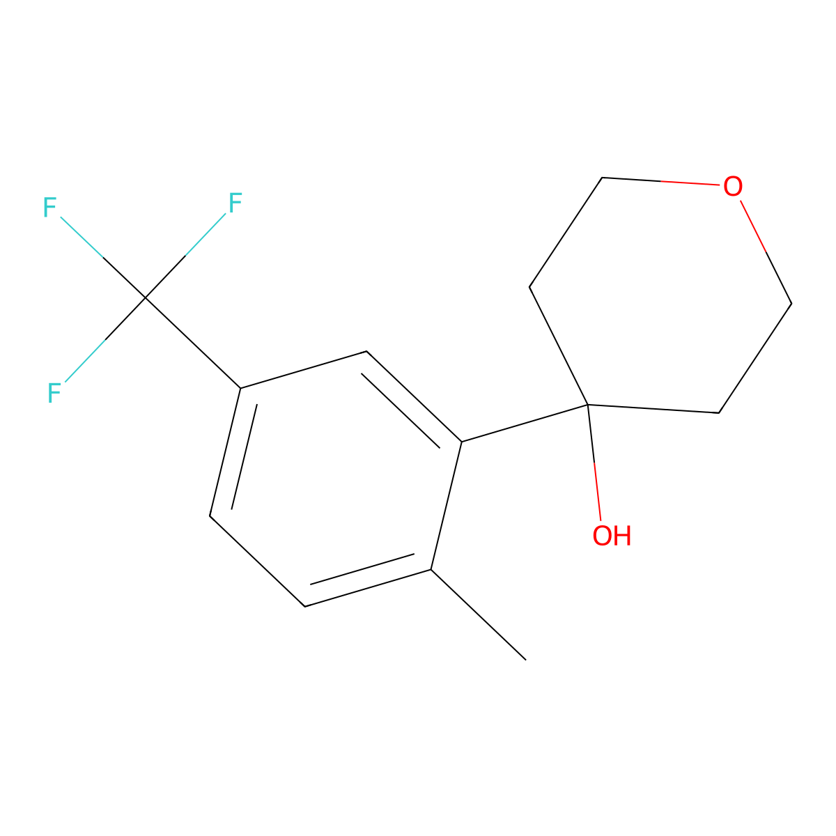 4-(2-methyl-5-(trifluoromethyl)phenyl)tetrahydro-2H-pyran-4-ol molecular structure, CAS 3002517-81-6