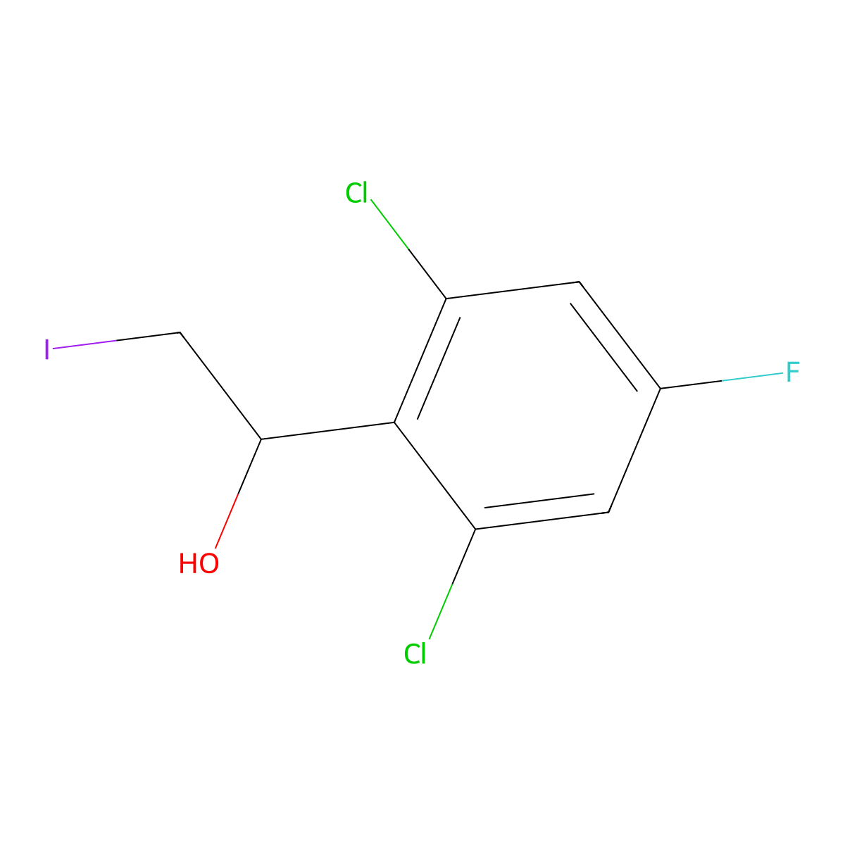 1-(2,6-Dichloro-4-fluorophenyl)-2-iodoethanol molecular structure, CAS 3002517-95-2