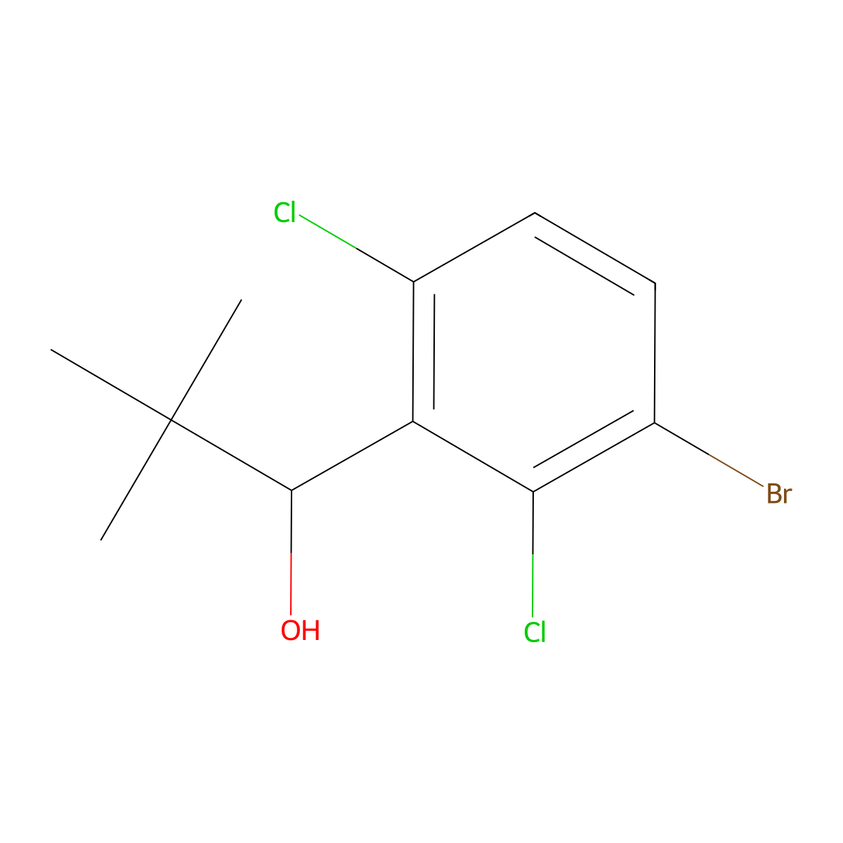 1-(3-Bromo-2,6-dichlorophenyl)-2,2-dimethylpropan-1-ol molecular structure, CAS 3002518-54-6