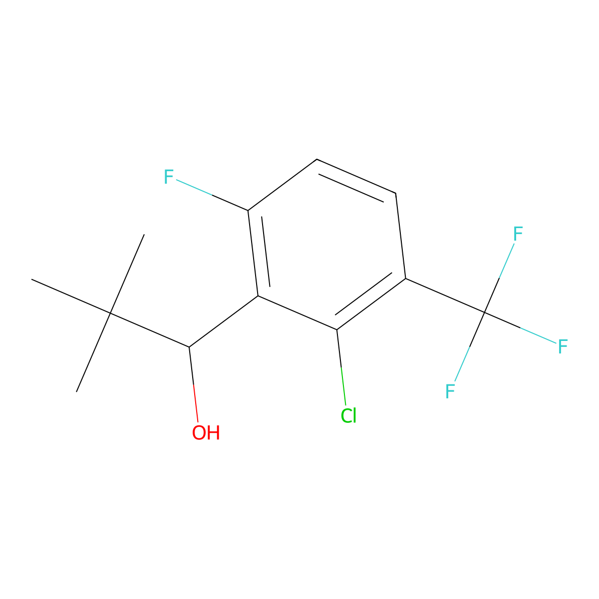 1-(2-Chloro-6-fluoro-3-(trifluoromethyl)phenyl)-2,2-dimethylpropan-1-ol molecular structure, CAS 3002519-37-8