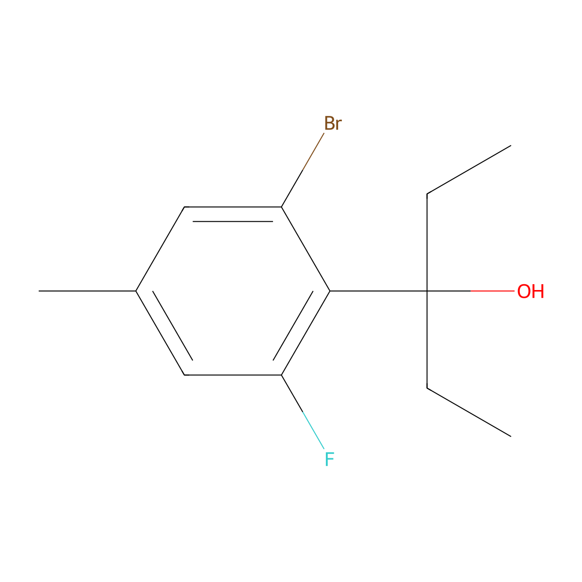 3-(2-Bromo-6-fluoro-4-methylphenyl)pentan-3-ol molecular structure, CAS 3002520-16-0