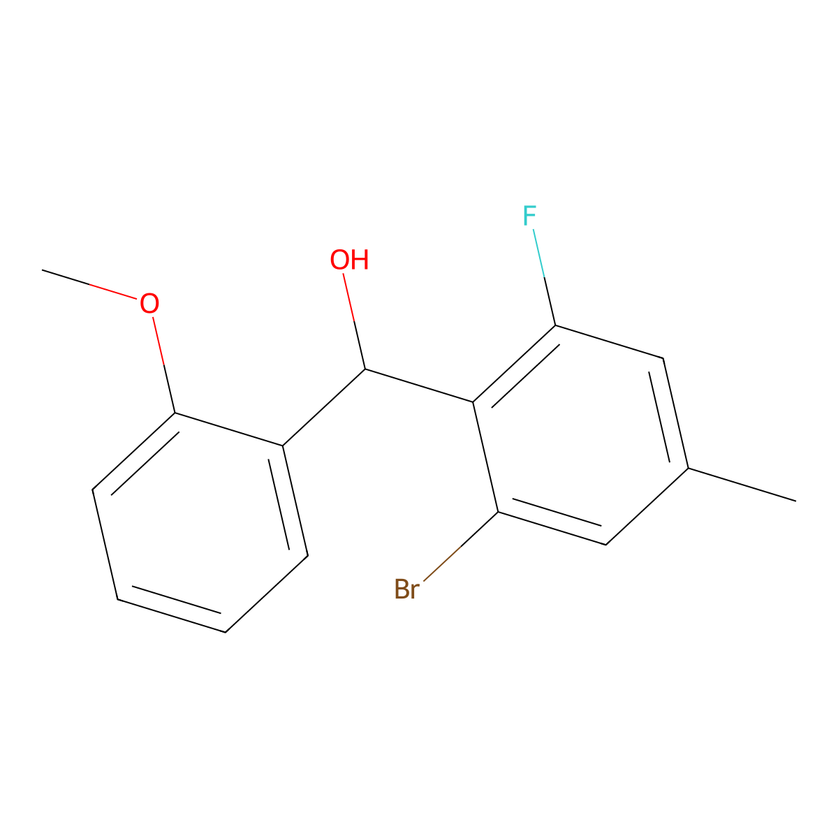 (2-Bromo-6-fluoro-4-methylphenyl)(2-methoxyphenyl)methanol molecular structure, CAS 3002520-21-7