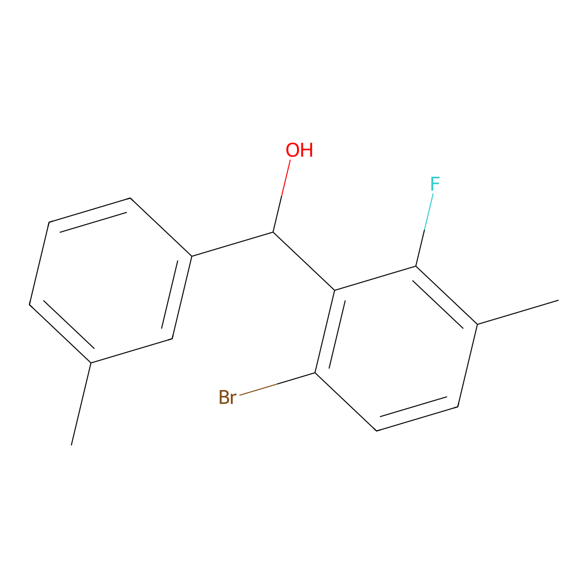 (6-Bromo-2-fluoro-3-methylphenyl)(m-tolyl)methanol molecular structure, CAS 3002520-50-2