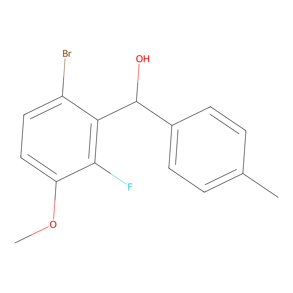 (6-Bromo-2-fluoro-3-methoxyphenyl)(p-tolyl)methanol molecular structure, CAS 3002520-70-6