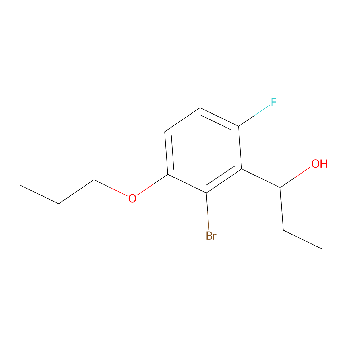 1-(2-Bromo-6-fluoro-3-propoxyphenyl)propan-1-ol molecular structure, CAS 3002521-20-9