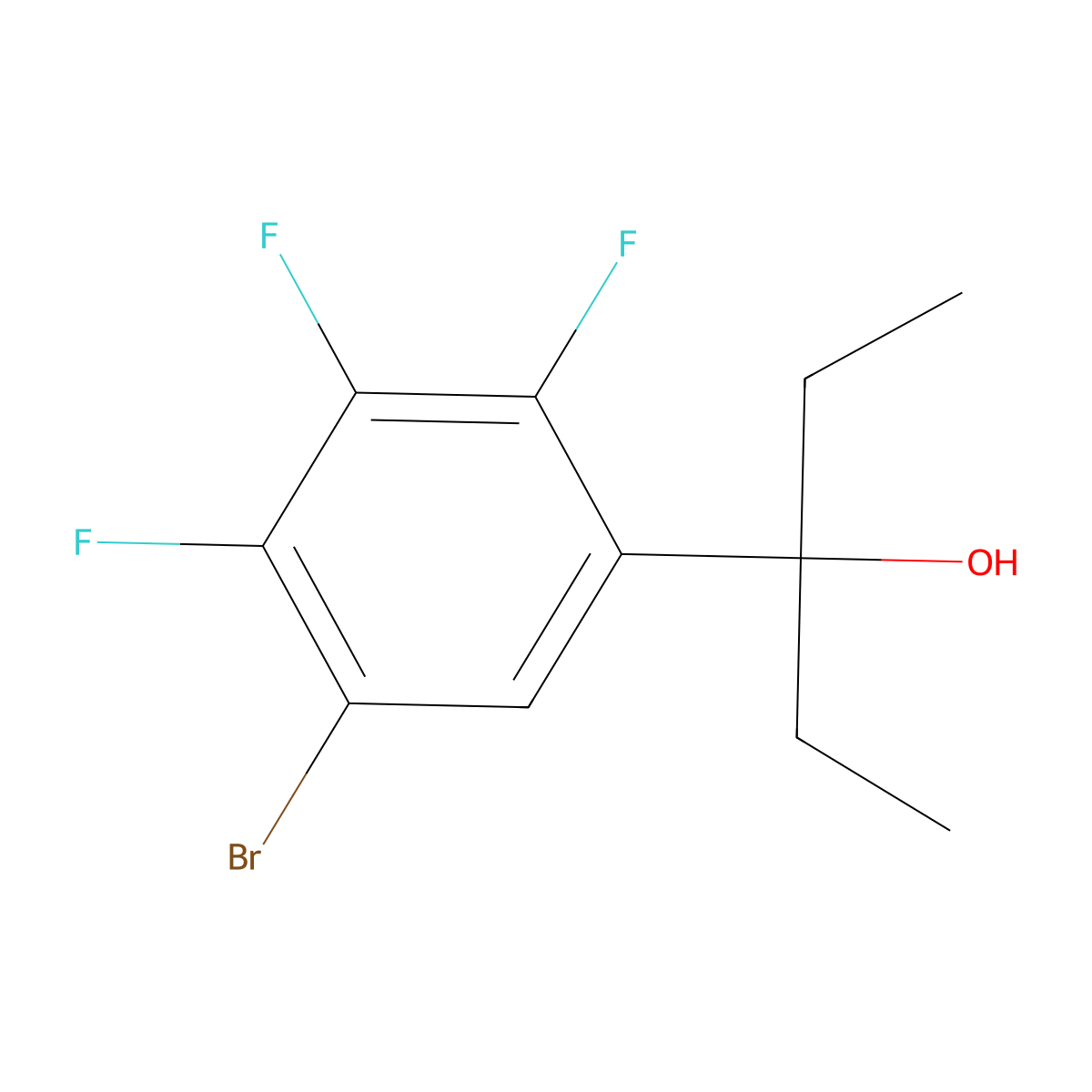 3-(5-Bromo-2,3,4-trifluorophenyl)pentan-3-ol molecular structure, CAS 3002522-24-6