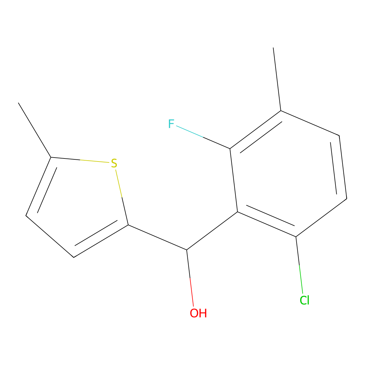 (6-Chloro-2-fluoro-3-methylphenyl)(5-methylthiophen-2-yl)methanol molecular structure, CAS 3002522-86-0