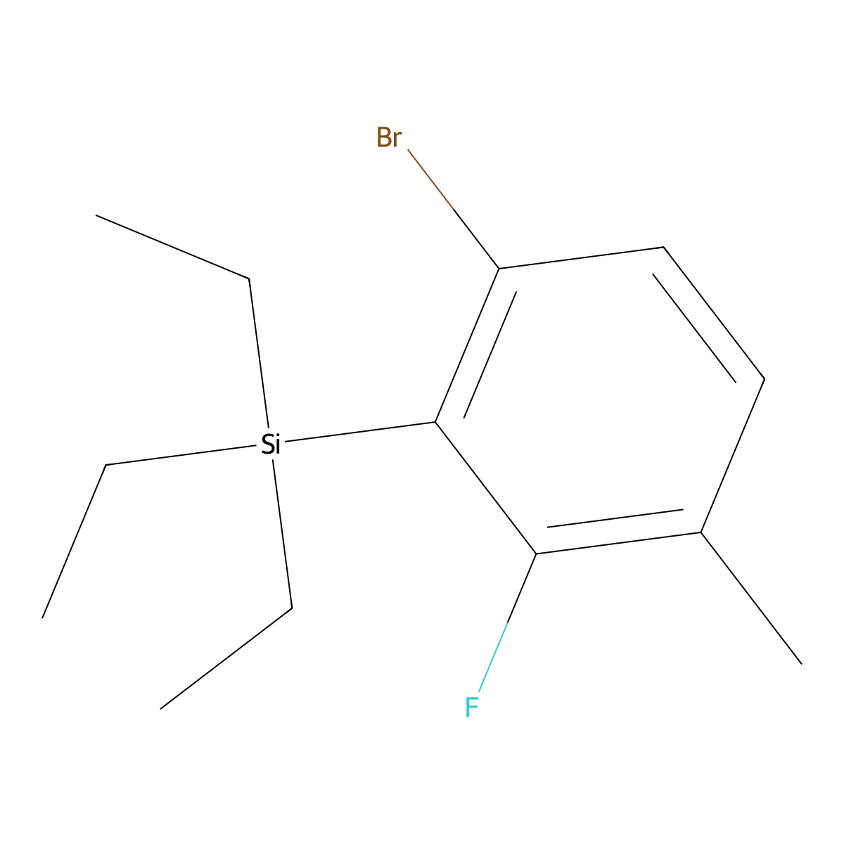 (6-Bromo-2-fluoro-3-methylphenyl)triethylsilane molecular structure, CAS 3002523-17-0