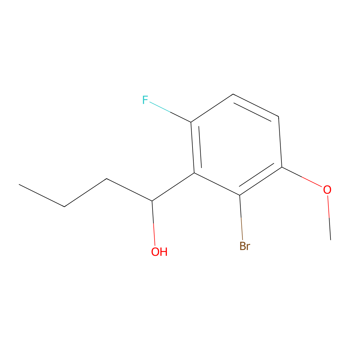 1-(2-Bromo-6-fluoro-3-methoxyphenyl)butan-1-ol molecular structure, CAS 3002524-12-8